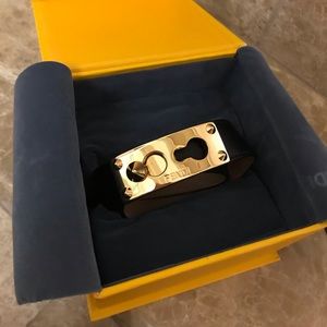 Fendi leather plaque bracelet